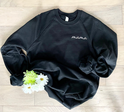 Mama Script Raglan Crew Neck Sweatshirt